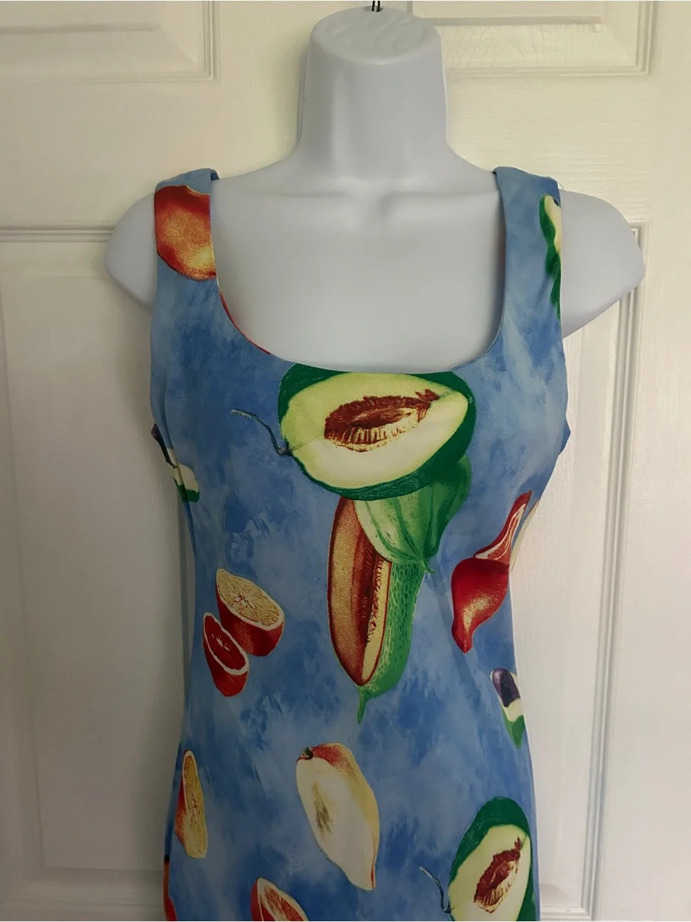 Jessica Howard Sky-Blue Fruit Print Sleeveless Maxi Dress - Picture 2 of 4